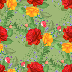 Seamless rose pattern. Vector illustration