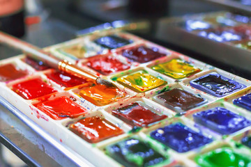 watercolor paint set watercolor paints and brushes for painting.