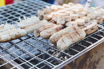 Grilled bananas on the rack, dessert in Thailand