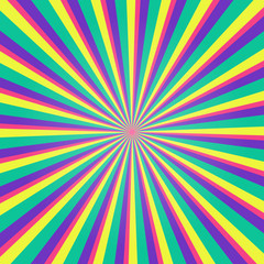 Colorful multicolored burst background. Rays Vector illustration