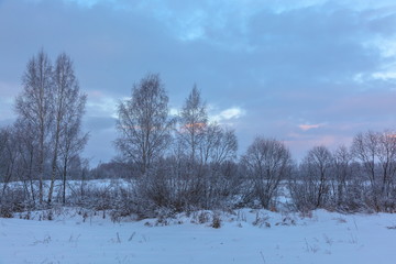 winter landscape at sunset