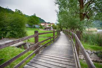 Fototapeta na wymiar wood way bridge in natural background.