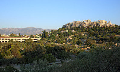 Fototapeta na wymiar Athens Acropolis view from the ancient Agora