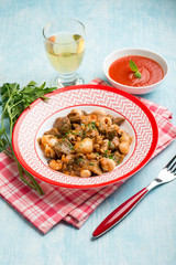 sepia with boletus mushroom and white wine