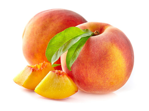 Peaches with leaves