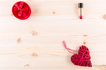valentine background heart lipstick wood