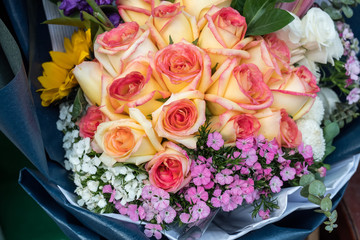 Bouquet of yellow rose flowers for wedding