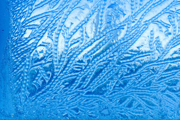 Beautiful frosty natural pattern on window glass