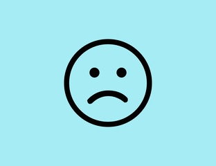 Vector sad smiley flat line icon