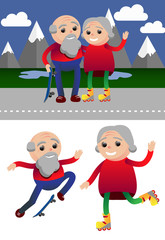 Vector illustration sport healthy and leisure old people activities