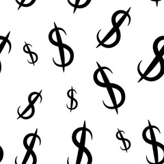 Black dollar money different sizes. Seamless pattern. Vector illustration