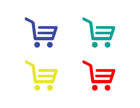 Vector colorful modern shopping cart icon set