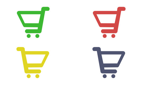 Vector set of colorful modern shopping cart icons