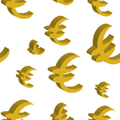 Gold euro money different sizes. Seamless pattern. Vector illustration