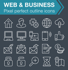 Pixel perfect outline web and business icons for mobile apps and web design. 