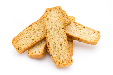 Garlic and herb bread slices. Eco food.