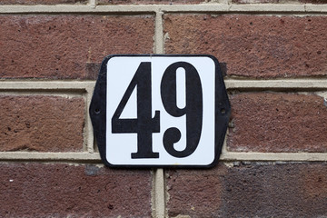 Enameled house number forty-nine