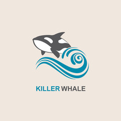symbol of killer whale and sea wave