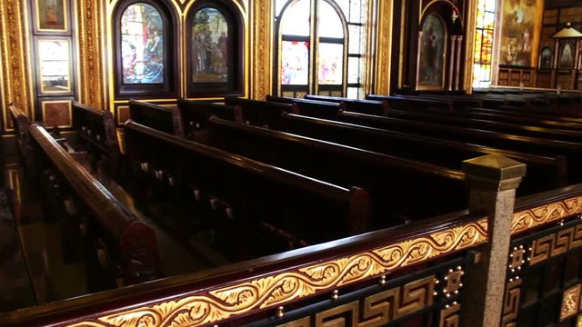 Sharm el-Sheikh, Egypt - November 30, 2016: View inside the Coptic Church on the icons and the altar
