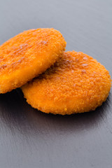 Crispy fried chicken nuggets. Eco food.