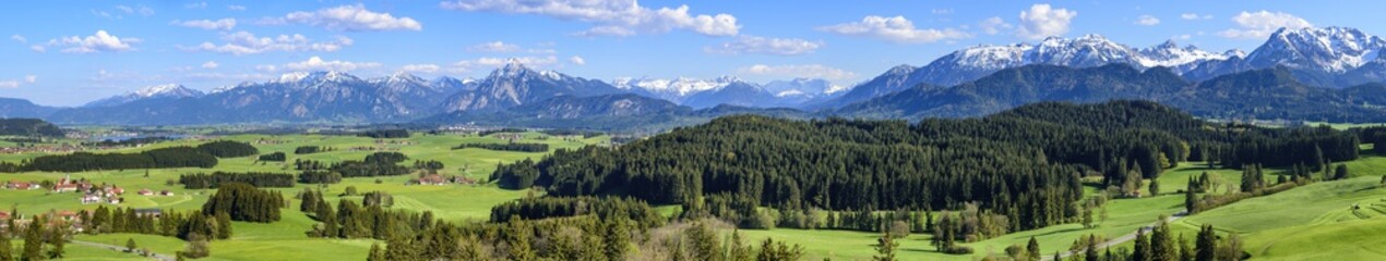 Fototapeta na wymiar frühlingshafter Ausblick auf den ostallgäuer Alpenrand