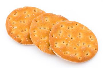 Short pastry cookies isolated on white background.