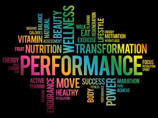 PERFORMANCE word cloud, fitness, sport, health concept