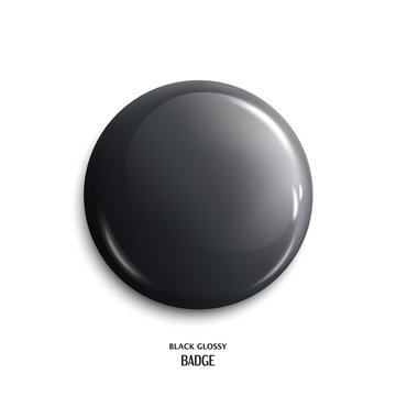 Vector blank, black glossy badge or web button. Vector.