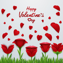 Valentine's day background with Roses flower and Heart shape