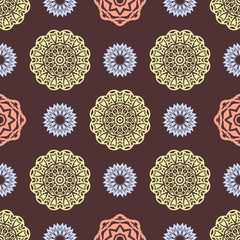 Ethnic Floral Seamless Pattern in The Oriental Style. Elegant Luxury Texture for Textile, Wallpapers, Backgrounds and Wrapping.