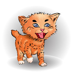 vector illustration red kitten in full growth