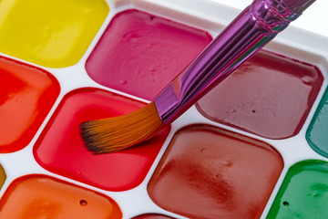 New watercolors and a brush