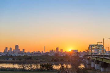 Naklejka premium 池袋の夕焼け