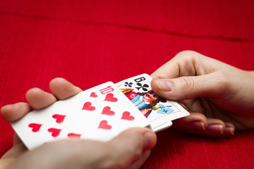 Playing cards/ red background