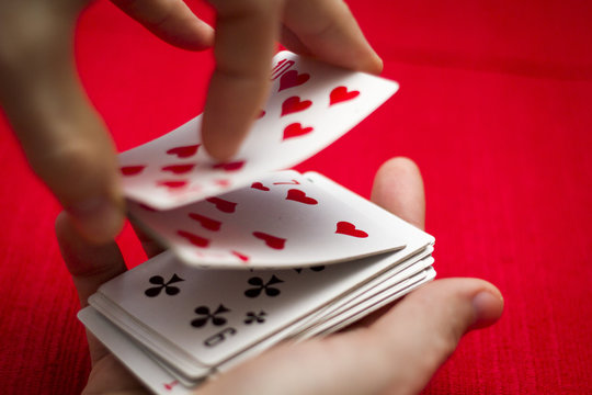 Playing cards/ red background
