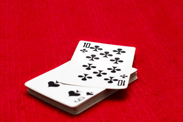 Playing cards/ red background