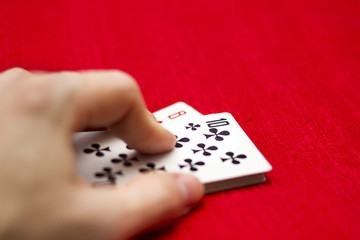 Playing cards/ red background