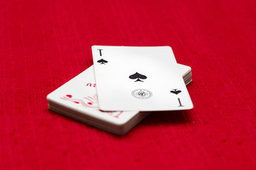 Playing cards/ red background