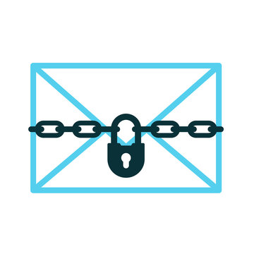 Confidential Letter Icon Of Padlock With Chain