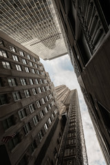 Fototapeta na wymiar Looking up at skyscrapers in New York