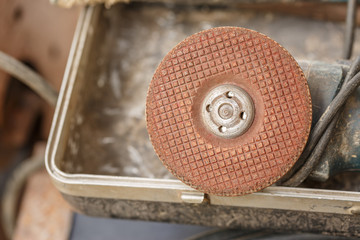 Close up to the grinding wheel on a grinding stones
