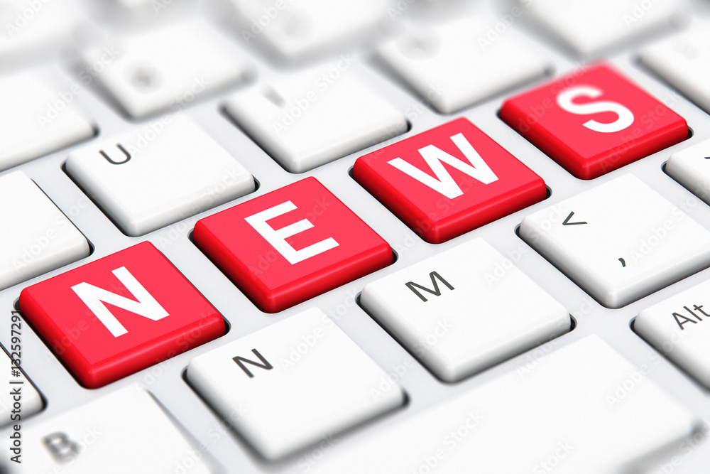 Poster News text word on computer keyboard keys