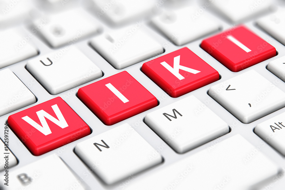 Poster Wiki text word on computer keyboard keys