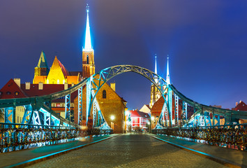 Naklejka premium Night view of Wroclaw, Poland