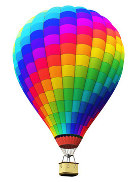 Color rainbow hot air balloon isolated on white background