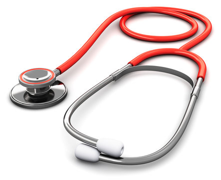 Red medical stethoscope