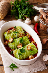 cabbage rolls with buckwheat and mushrooms