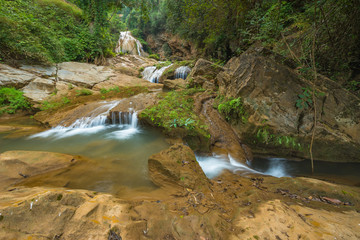 The stream from Gor Luang waterfall is located in Mae Ping national park, Li district, Lamphun...