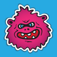 Cartoon Monster Face. Avatar Icon. Vector Sticker.