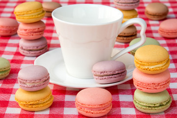 Macaroons and white cup